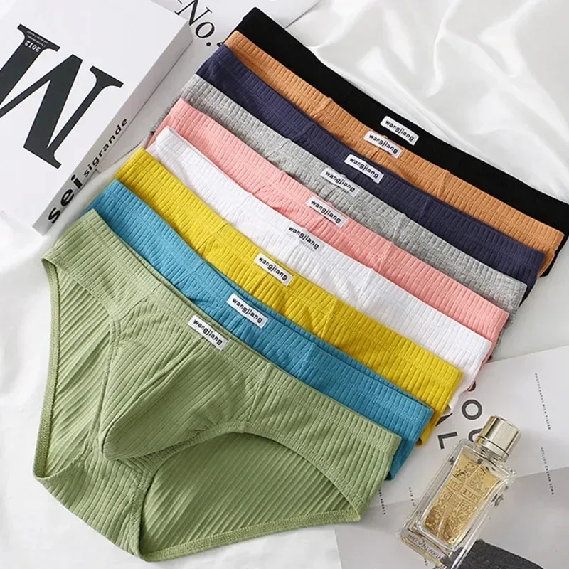 Men's Ribbed Cotton Separate Pouch Briefs Breathable Low Rise Soft Stretch Underwear Panties 1PC — image 5
