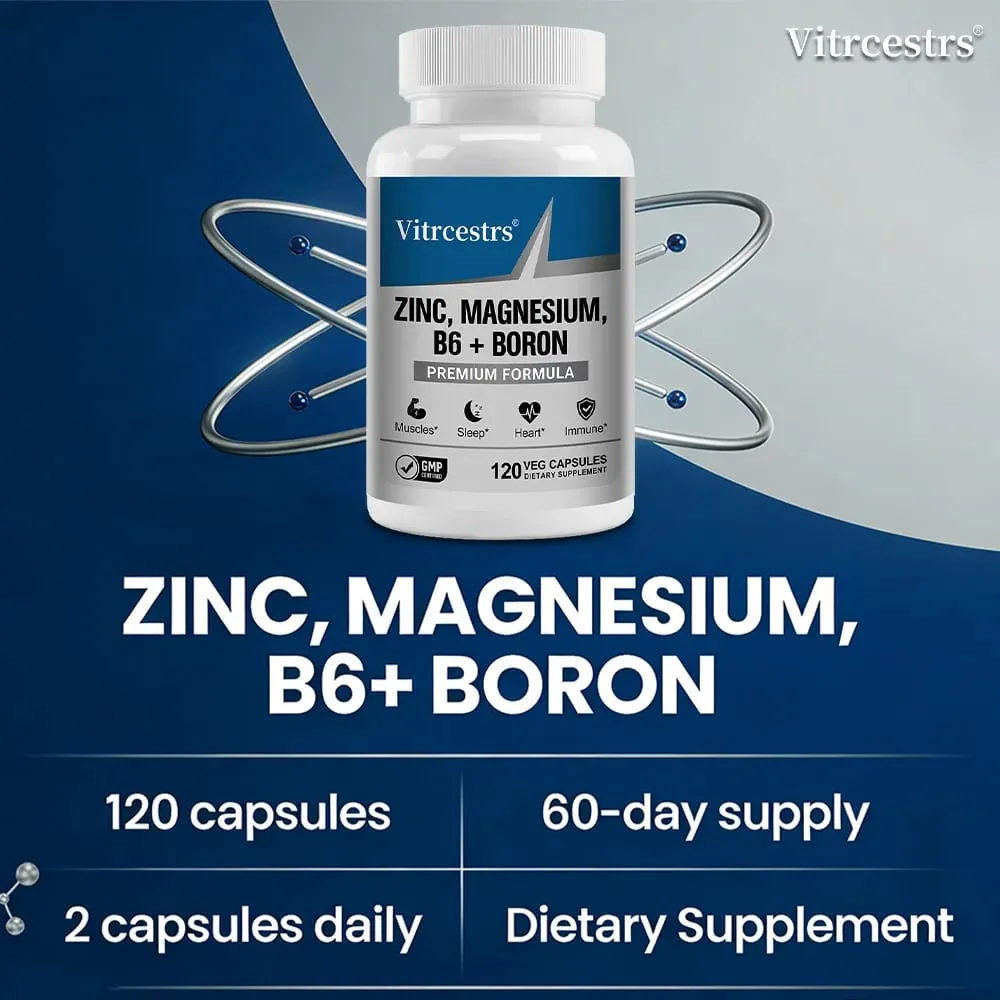Magnézium komplex kapszula - bór/L-treonát + cink D3 B6 nagy felszívódású izom Csont agy alvás egészség szorongás enyhítése — image 2