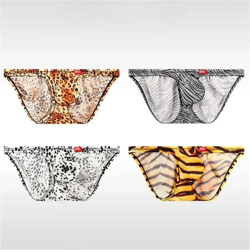 Leopard Ice Silk Mens Sexy Underwear Ultra-thin Silky Convex Pouch Briefs Smooth Man Panties Breathable Low Waist Men Underpants — image 11