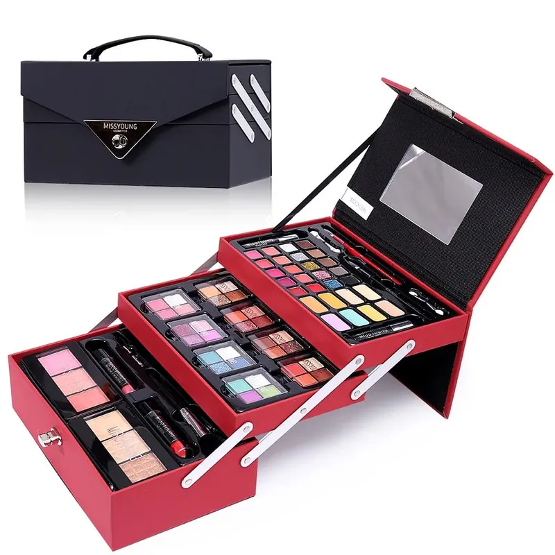 Σετ δώρου μακιγιάζ για γυναίκες Full Kit All in One Make Up φρυδιών σε σκόνη κραγιόν Lip Gloss Brush Shimmer Glitter Eye Shadow Palette