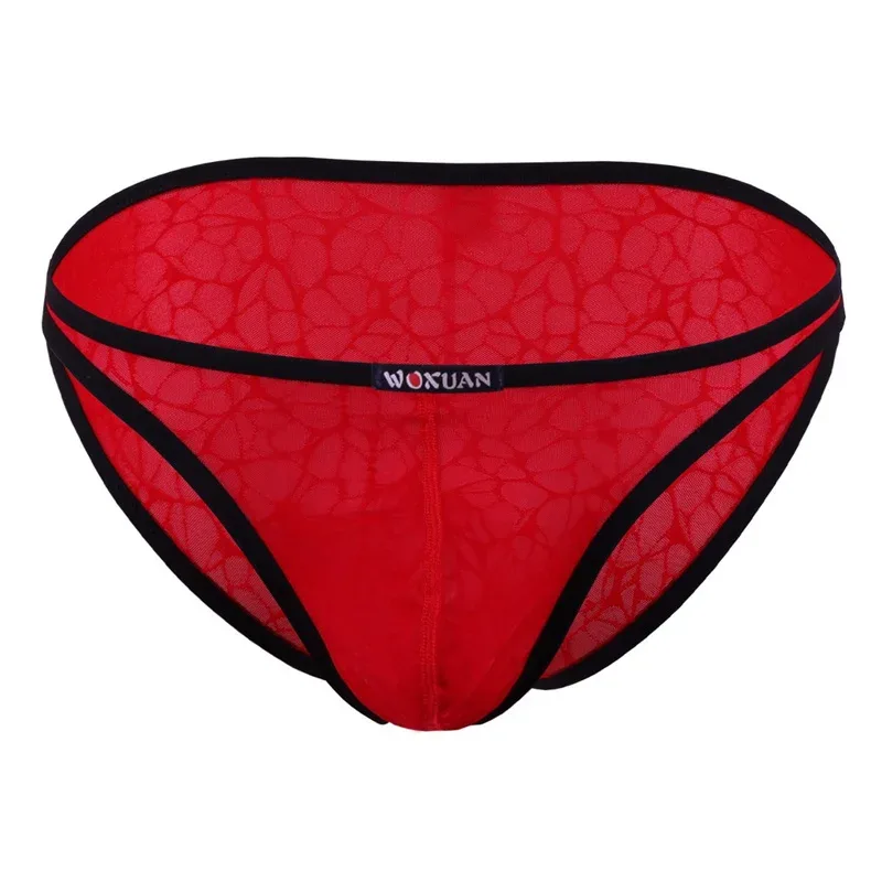 3PCS Lace Convex Briefs Men's Briefs Transparent Sexy Low Waist Mesh Quick-drying Solid Color Breathable Men Underwear