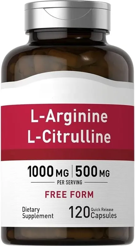 1500 Mg L‑Arginine & L‑Citrulline Per Serving Free Form Amino Acid Complex for Men & Women Non‑GMO Gluten Free 120 Capsules