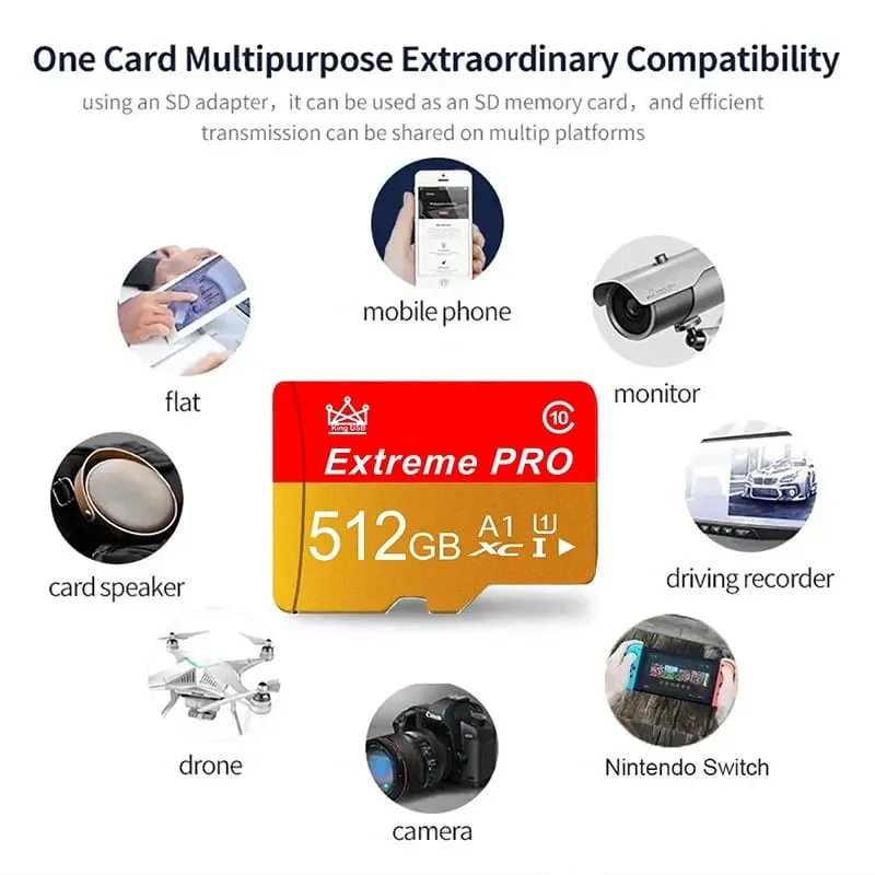 Gyors átvitel tartós memóriakártya és Micro SD kártya SD kártyák TF kártyák 32 GB / 64 GB / 256 GB / 512 GB CCTV biztonsági kamerákhoz
