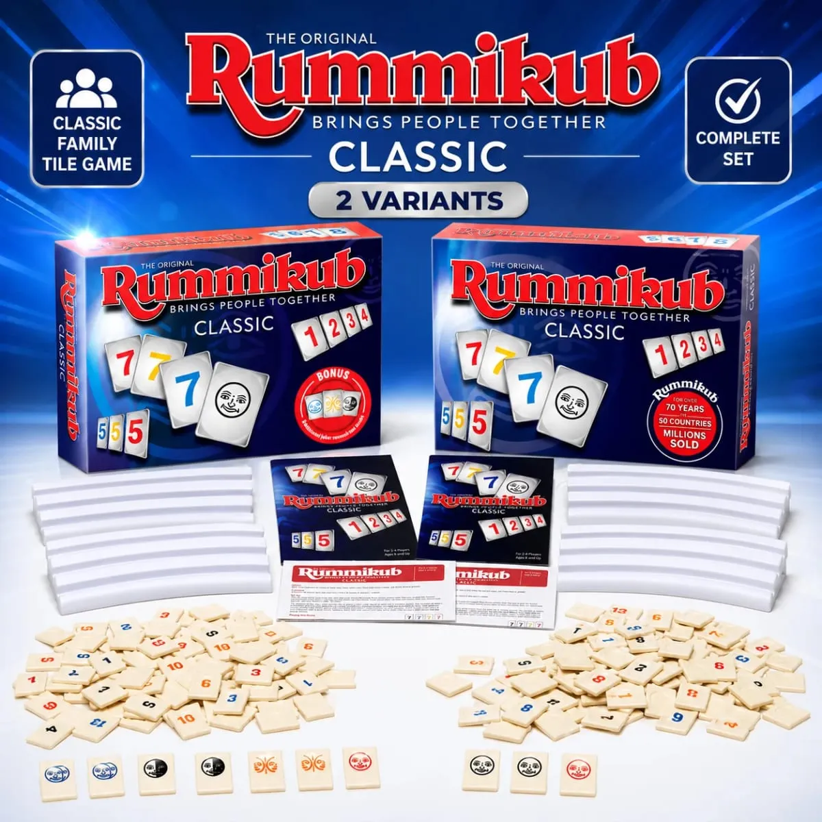 Επιτραπέζιο Παιχνίδι Στρατηγικής Rummikub Classic Number με Πλακάκια με Ράφια Οικογενειακό Πάρτι Παιδιά Ενήλικες Αγγλική Έκδοση — image 2