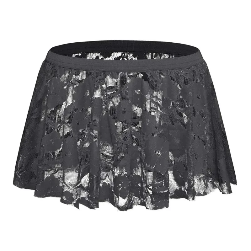 Men Solid Lace Skirt Mesh See Through For Lingerie Low For Rise Pleated Skirts See Through Bodycon Bottom For Party Evening — image 6