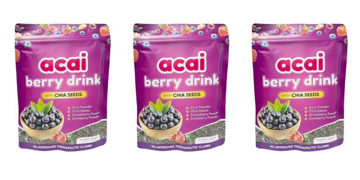 Acai Berry Drink Powder with Chia Seeds Strawberry Cranberry For Antioxidant Daily Wellness & Immune System Support Adult 40g — image 10