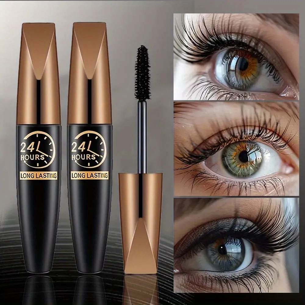 2 τμχ/σετ Αδιάβροχη μάσκαρα 8D Curling Formula με ίνες μακράς διαρκείας που ενισχύει τον όγκο των βλεφαρίδων και μακιγιάζ ματιών φιλικό προς το CurTravel — image 2