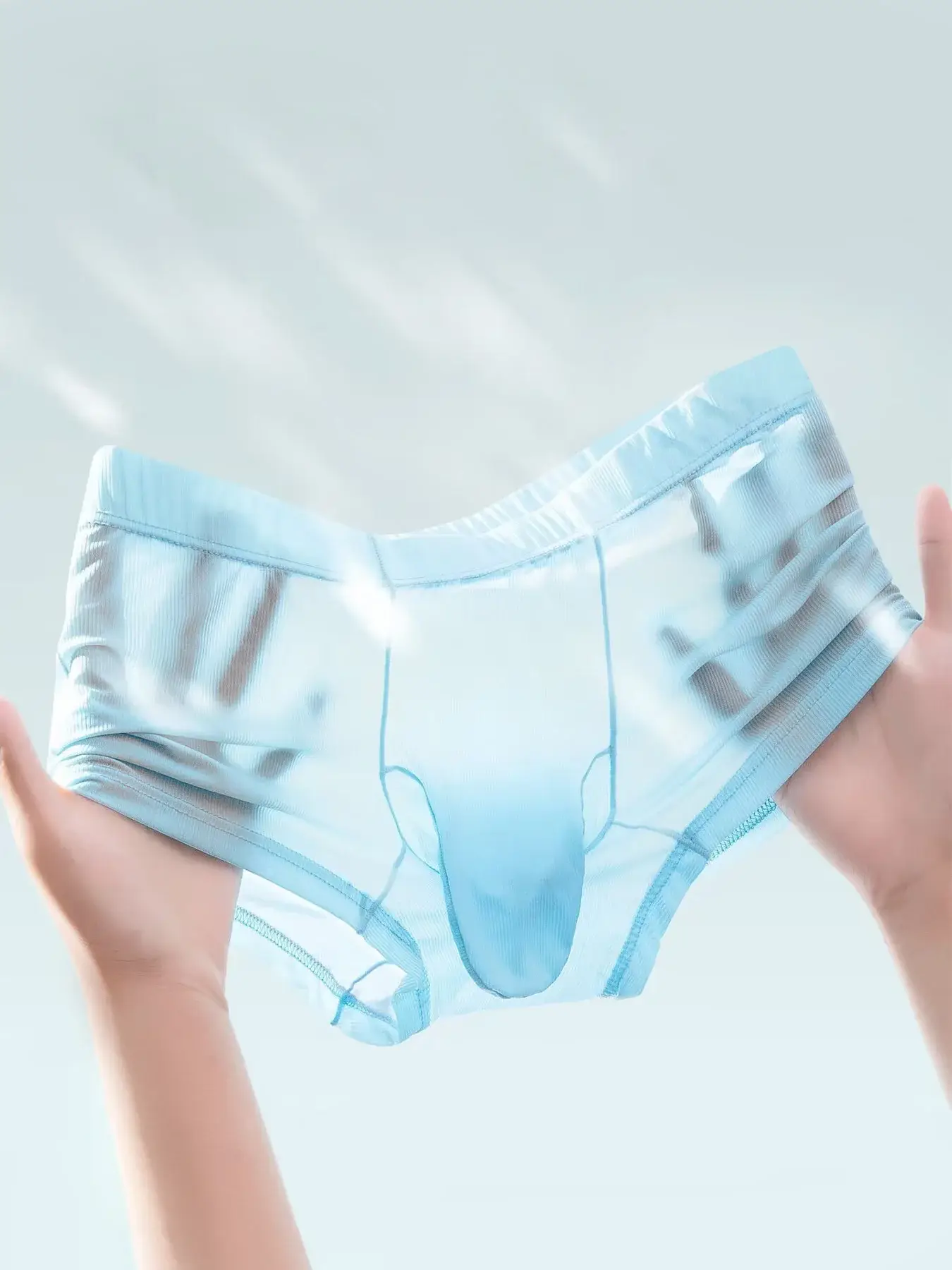 Transparent Boxer Briefs Men Sexy Underwear Ultra Thin Underpants See Through Ice Silk Knickers Smooth Glossy Lingerie Shorts — image 21