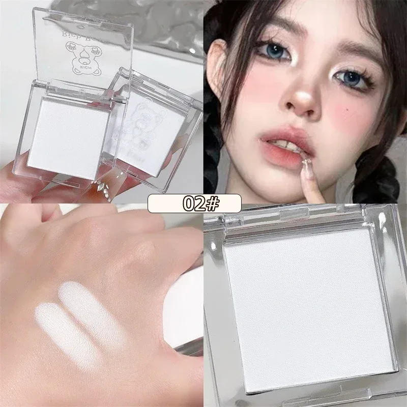 Matte Pure White Face Highlighter Palette Monochrome Pearly Jade Highlighter Eyeshadow Naturally Brightening Contouring Makeup — image 15