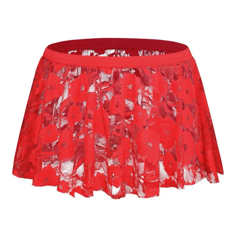 Men Solid Lace Skirt Mesh See Through For Lingerie Low For Rise Pleated Skirts See Through Bodycon Bottom For Party Evening — image 11
