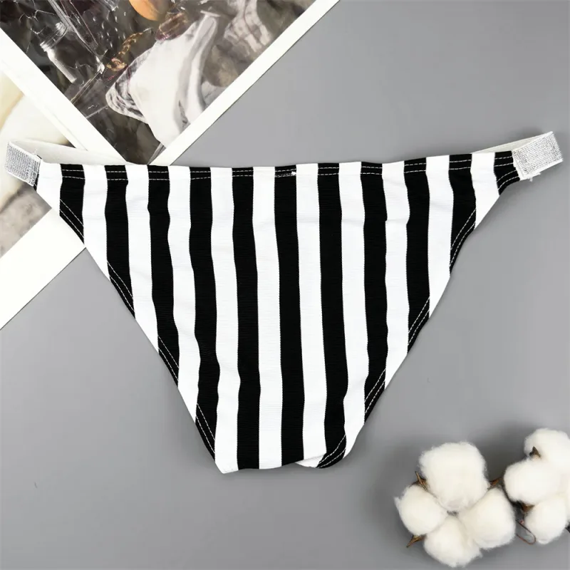 Male Striped Shiny Belt with Sexy High Fork Briefs Elastic and Comfortable Bulge Pouch Panties Quick-dry Low Waist Men Underwear — image 2