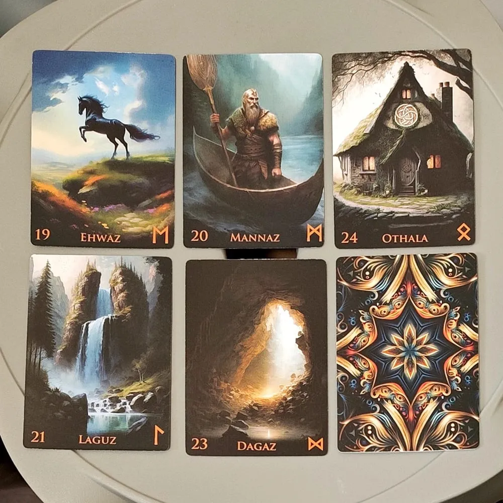 Weird World Runes Deck 9*6cm - 25 Elder Futhark Oracle Cards for Divination Τυπωμένες σε χαρτόνι με διπλό ανάγλυφο 350GSM