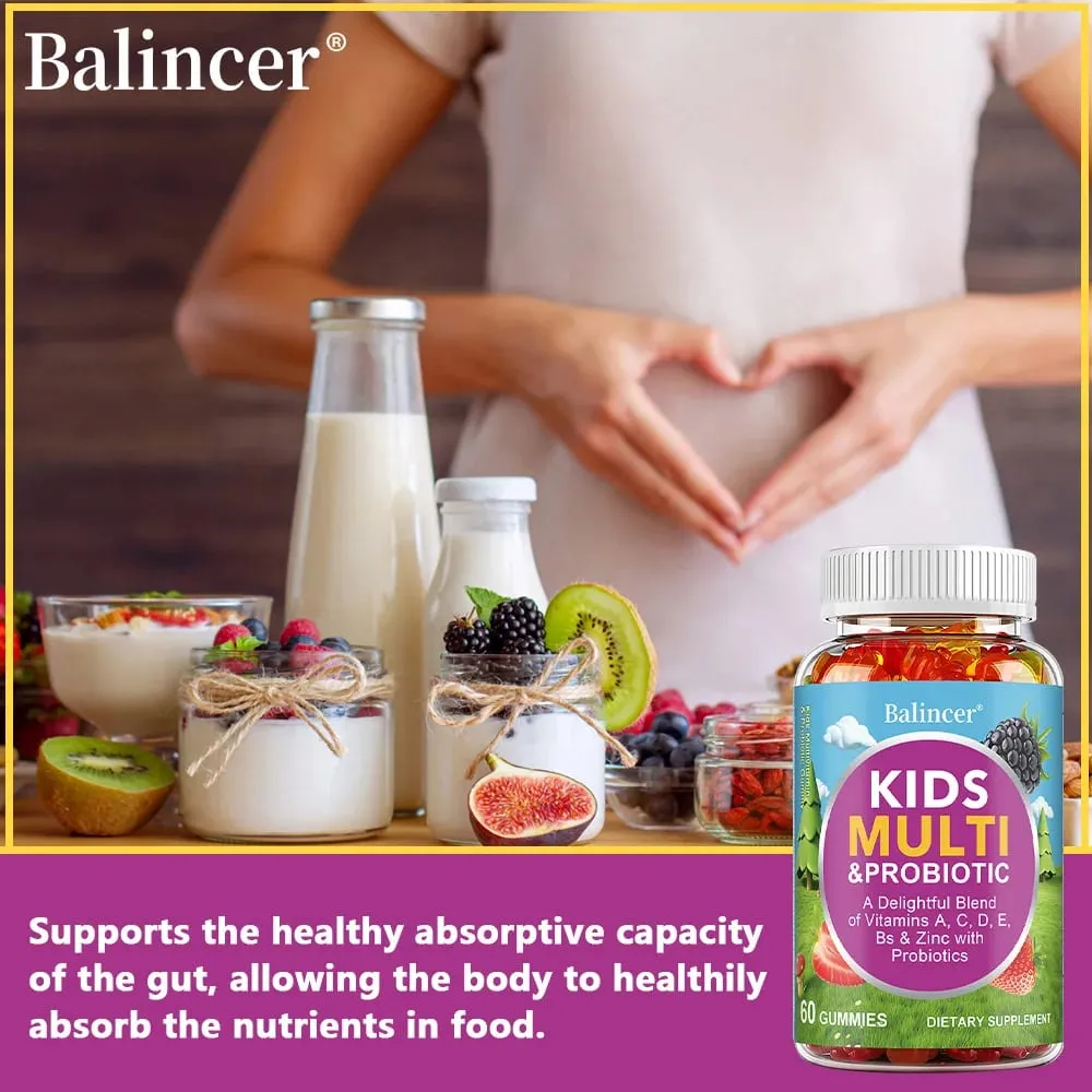 Organic Kids Multivitamin Gummies with Vitamins A C D E Zinc Probiotics Promotes Digestion and Enhances Immunity — image 3