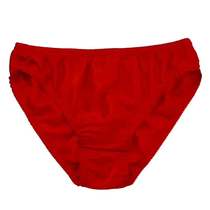 100% Mulberry Silk Men Sexy Underwear Wrinkle Briefs Breathable Male Panties Pure Silk Trigonometric Soft Man Underpants Summer