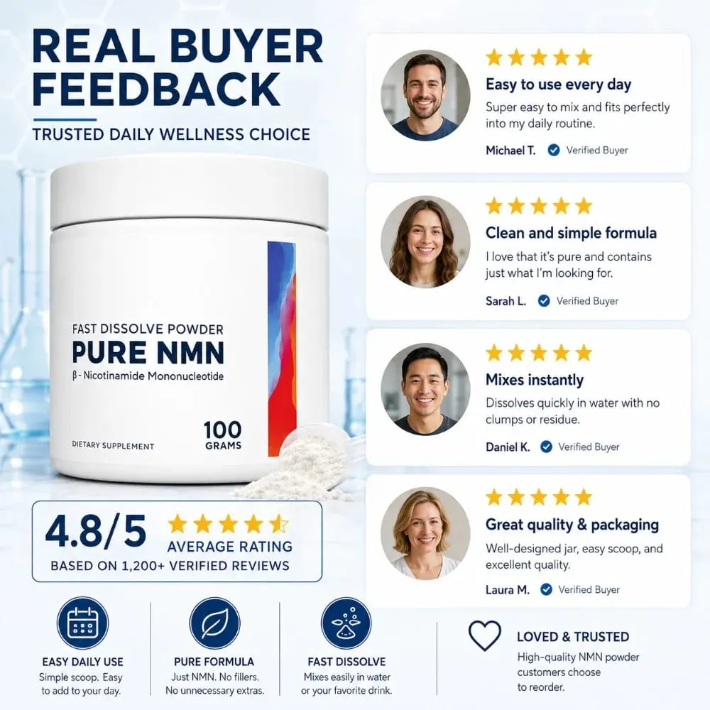 NMN Powder 100g 99 Purity Fast Dissolve β-Nicotinamide Mononucleotide NAD+ Cellular Energy Support 200 Servings Συμπλήρωμα — image 5