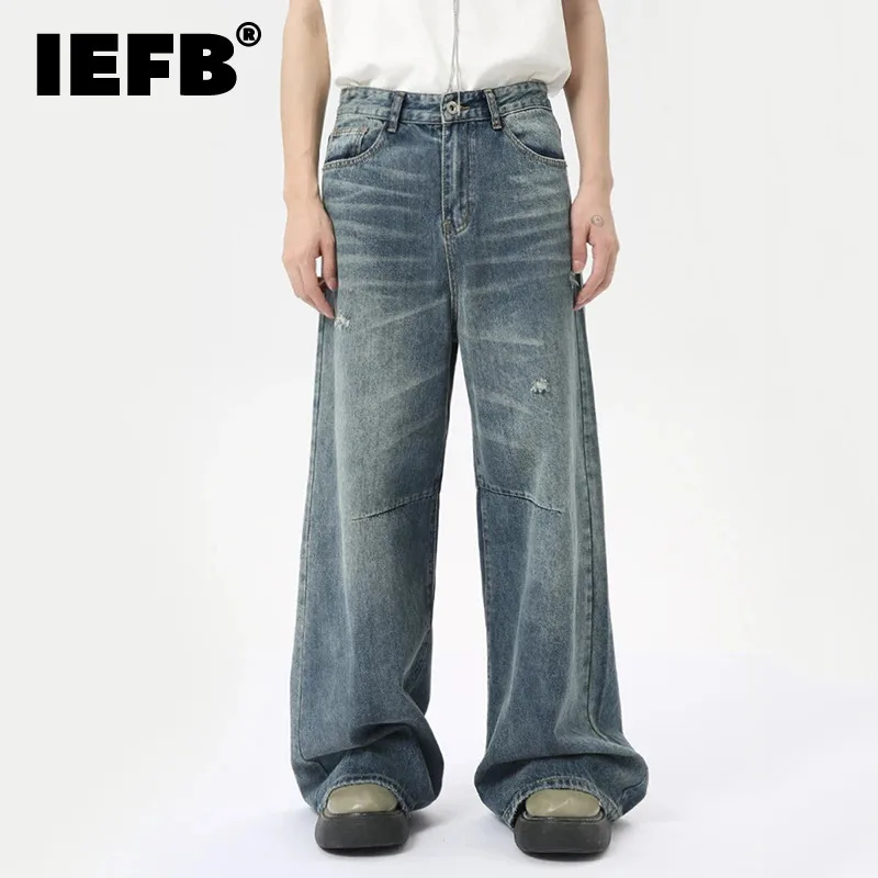 American Style Men's Denim Pants Washing Fashion Loose Men's Straight Trousers Casual Wide Leg Jeans New Summer 2024 9C6303 — image 1