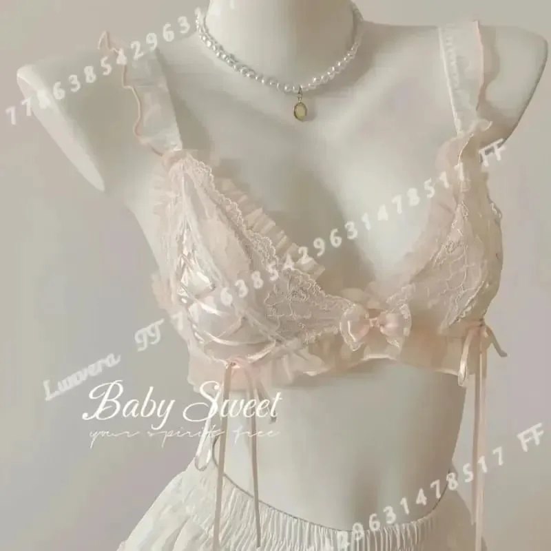 Lolita Style Thin Lace Triangle Cup Σετ Γυναικείο Χαριτωμένο μικρό μπούστο σέξι εσώρουχα — image 5