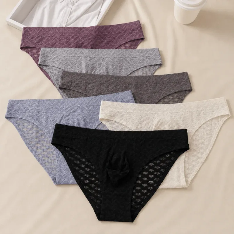 Panties Mesh Thin Men's Underwear Transparent Low Waist Ice Silk Underpants Bubble U Convex Pouch Men Triangle Briefs Male — image 5