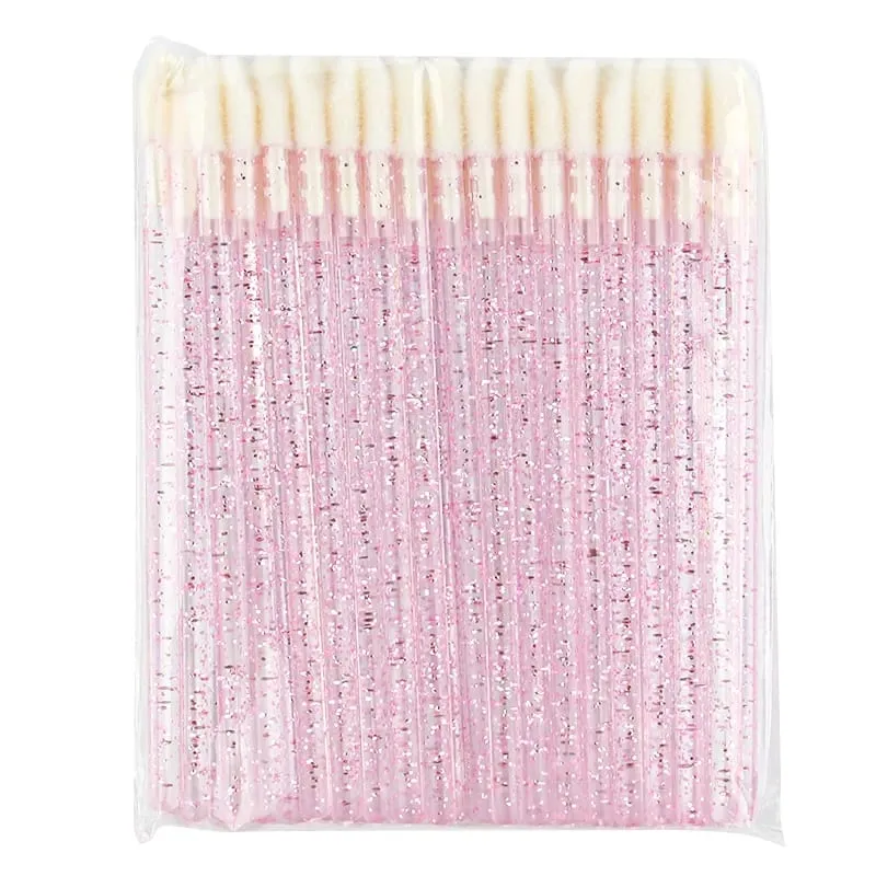 50 pçs escova de lábio cristal cílios extensão escovas rímel aplicador batom varinhas conjunto feminino pincéis de maquiagem ferramentas