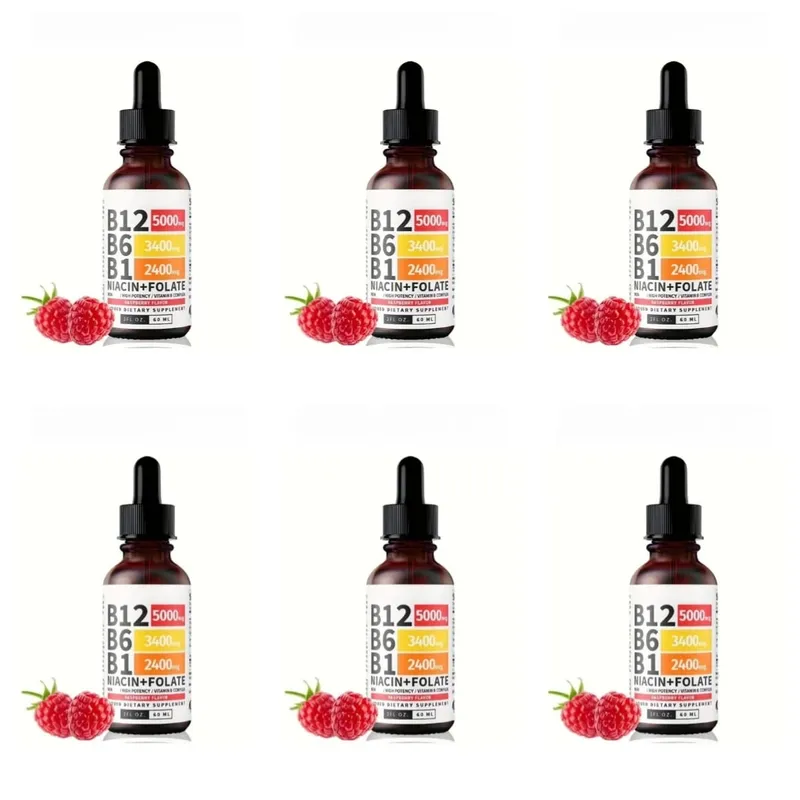 Vitamin B12 Liquid Drops 60ml Raspberry Flavor with Vitamin B6+B1 Etc Multivitamin Support Energy Recovery & Brain Heart Health — image 12