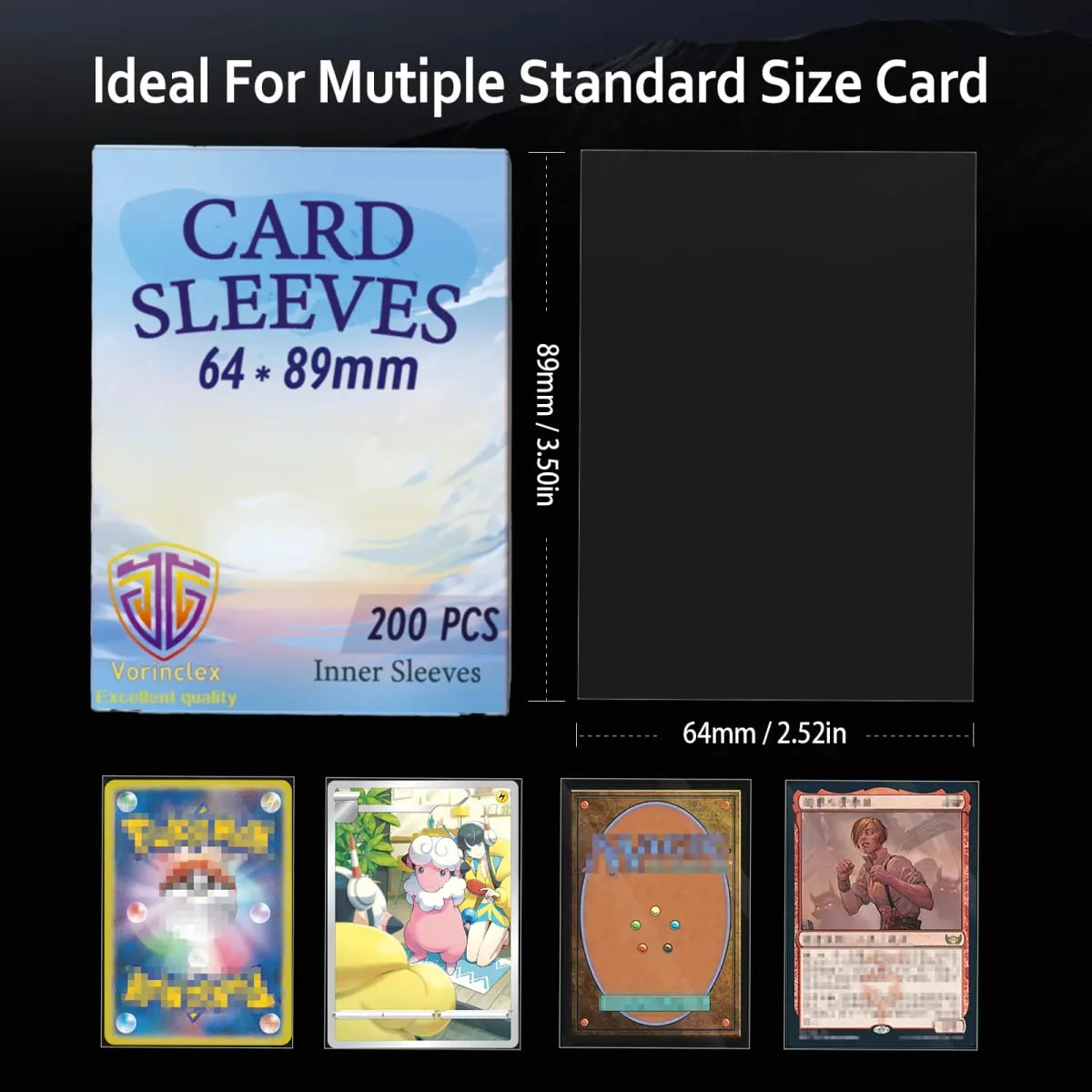 200 PCS Inner Card Sleeves Perfect Fit MTG/YGO Game Cards Sports Cards Football Cards Inner Card Sleeves Is Smooth And Tough — image 5