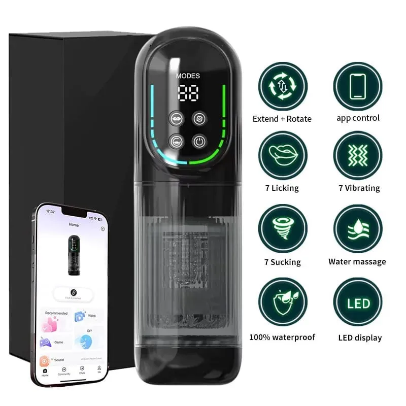 Masturbador masculino giratorio de empuje automático, para lamer Stroker, chupar, mamada, 100%, bomba de pene impermeable, Juguetes sexuales para adultos para hombres