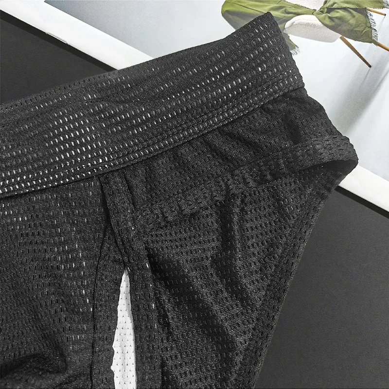 1PC Mesh Breathable Men's Underwear with Fly Pouch Front Open Bulge Separated Pouch Youth Korean Version Youth Briefs — image 7