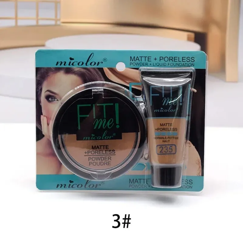 30ml base líquida pele escura dedicada fundação cosmética 30g micolor fit me 2 em 1 conjunto de pó sem poros de pele preta fosca