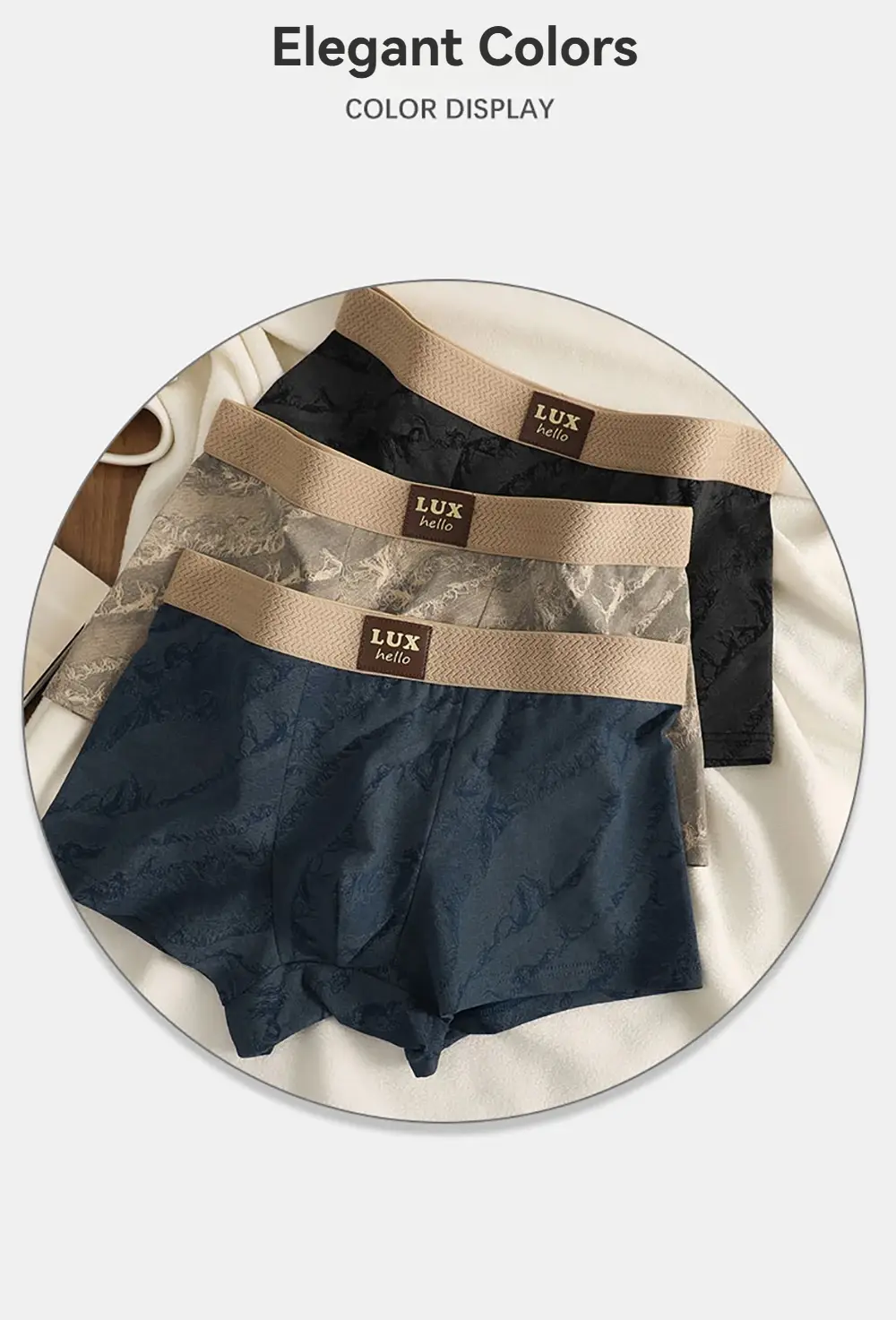 3PCS/Pack 100% Cotton Luxury Print Boxers Hombre 3D Mesh Breathable Antibacterial Pouch Underwear Comfortable Soft Men's Panties — image 6