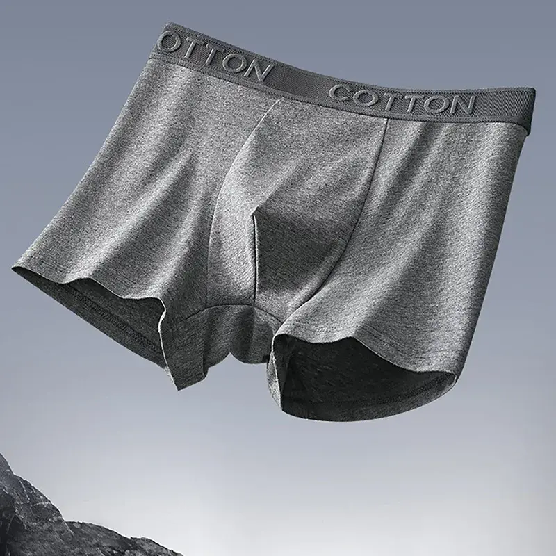 5PCS [COTTON Skin-Friendly] Cotton Embossed Men's Boxer Shorts Basic Color Series Set Casual Daily All-Season Men's Underwear