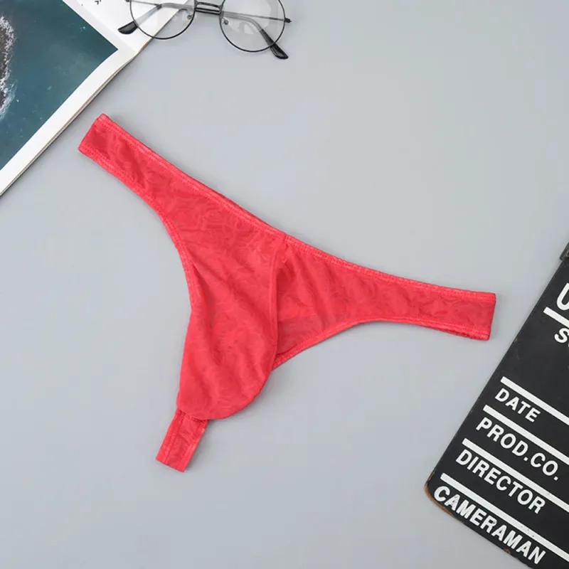 Lelaki Lace Jacquard G-string Seluar Dalam Tinggi Meregangkan Kantung Besar Thong Seluar Dalam Gay Seksi Erotik Seluar Dalam T-belakang — image 8