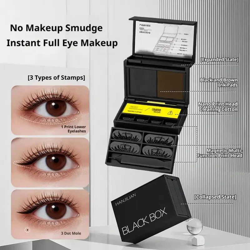 Κιτ eyeliner 3 σε 1 Lower Eyelash Stamp Αδιάβροχο κιβώτιο γρήγορης εφαρμογής Φορητό σετ εργαλείων μακιγιάζ ματιών — image 3