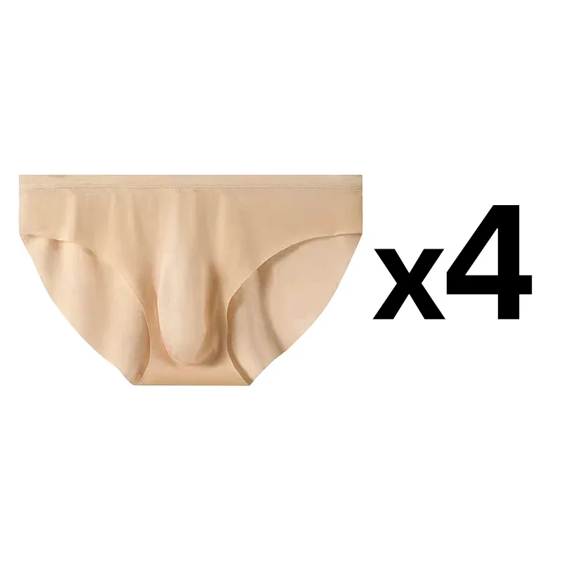 Calzoncillos de seda helada para hombre, ropa interior transparente, sin costuras, Sexy, de secado rápido, transpirable, ultrafina, 4 Uds.