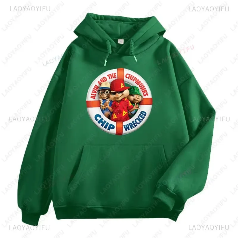 Alvin et les Chipmunks Anime sweats à capuche écologique A lettres impression sweat décontracté Streetwear unisexe pulls promo — image 12