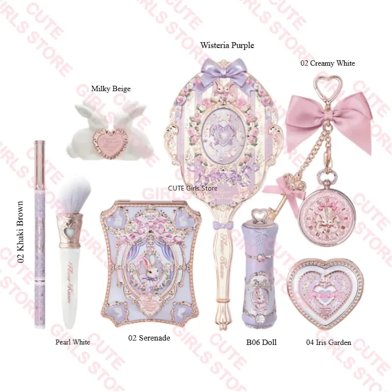 Σετ μακιγιάζ Flower Knows Bunny Garden Collection 6 χρωμάτων παλέτα σκιών ματιών ανάγλυφο Blusher Shine Κιτ κραγιόν Maquiagem