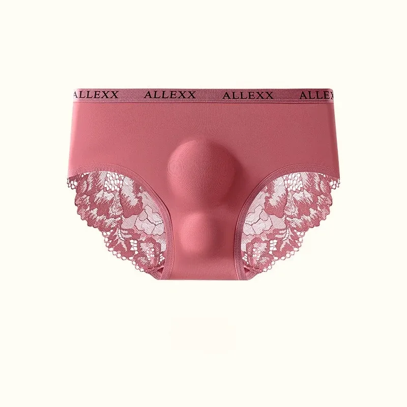 Men's Sexy Briefs Sheer Lace Ice Silk Panties Leopard Printed Letter Sissy Lingerie Bullet Separation Pouch Ultra-Thin Underwear — image 8