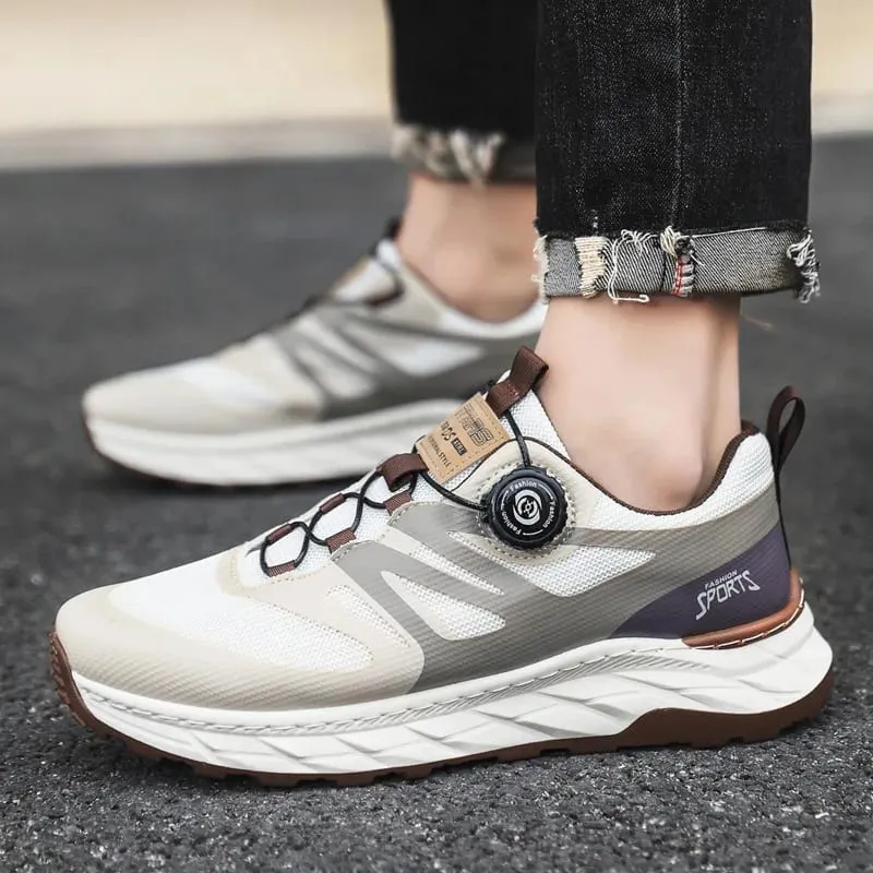 New Men Sneakers Breathable Anti Slip Comfortable Casual Shoes with Button Light Jogging Shoes Outdoor Vulcanzed Shoes for Men