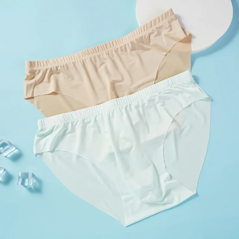 Calzoncillos de seda helada para hombre, ropa interior transparente, sin costuras, Sexy, de secado rápido, transpirable, ultrafina, 4 Uds.
