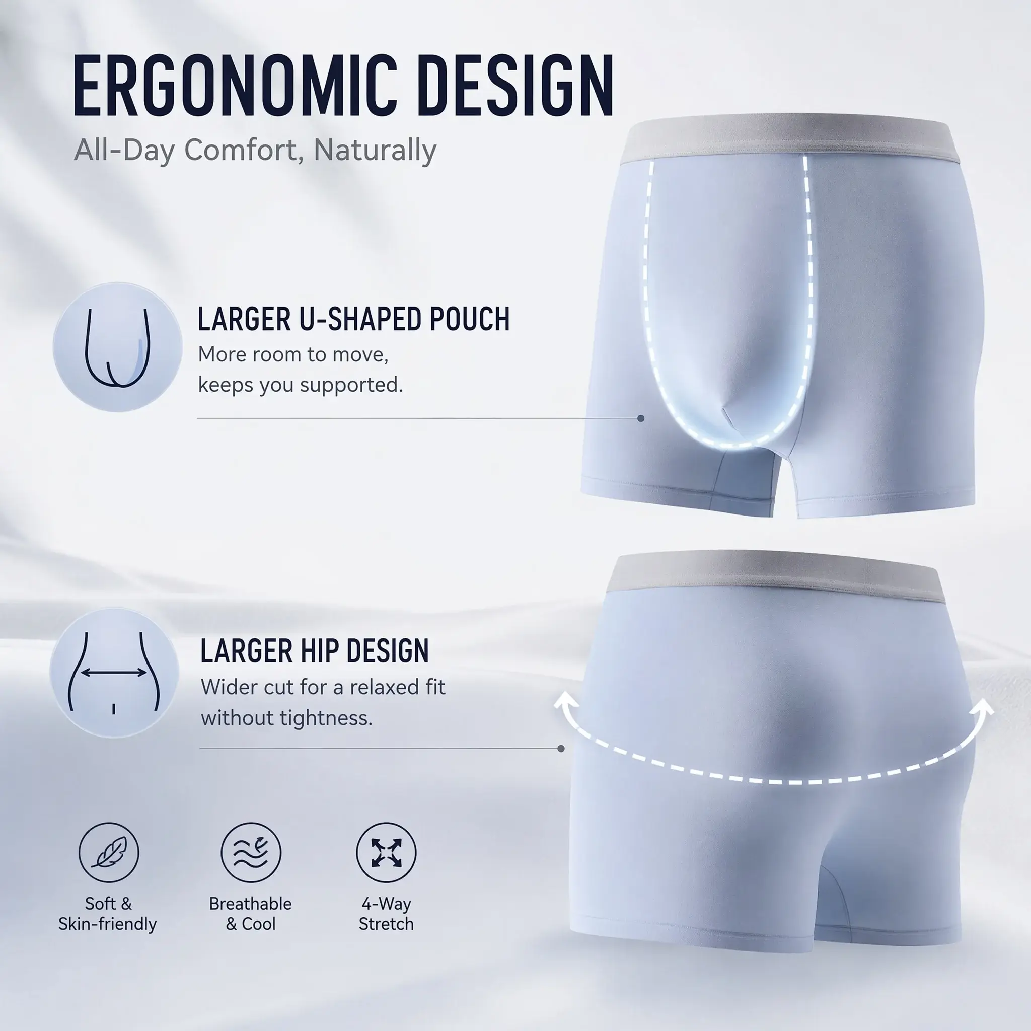 3pcs PLUS 6XL-8XL Oversize Mens Modal Seamless Antibacterial Breathable Underwear Boxer Trunks Plus Size Underwear Male