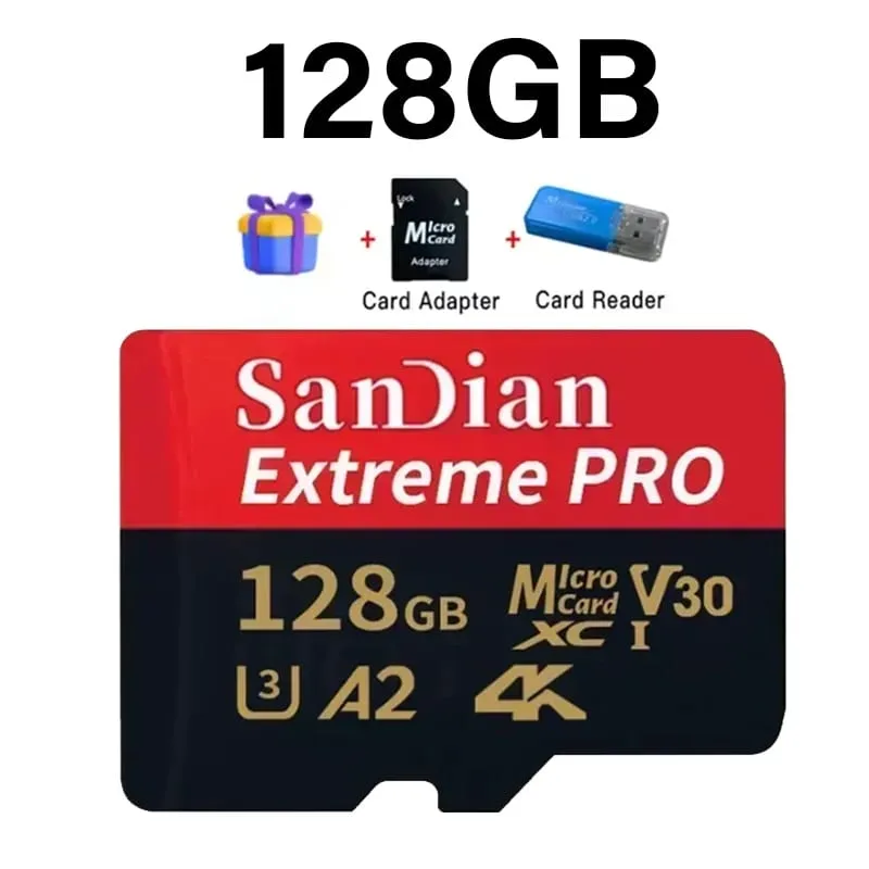 כרטיס מיקרו TF מהיר 128GB Class10 כרטיס פלאש 256GB כרטיס זיכרון 512GB לטאבלט לסמארטפון