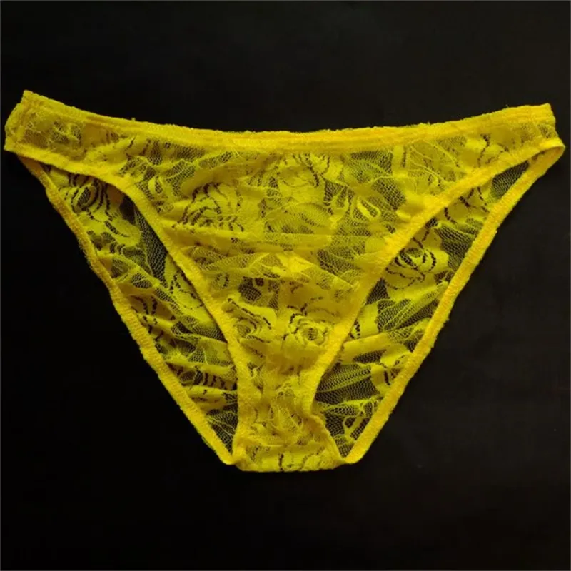 Sexiga män Spets Transparenta trosor Perspektiv Underkläder Hollow Out Rose Mesh Lågväxt manliga trosor — image 16