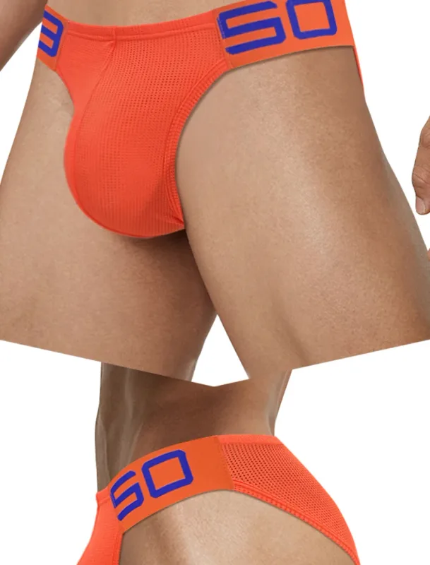 Men's Nylon Blend Mesh Breathable Briefs Horn Splice Letter Embossed Wide Elastic Waistband Fluorescent Color Sexy Underwear — image 21