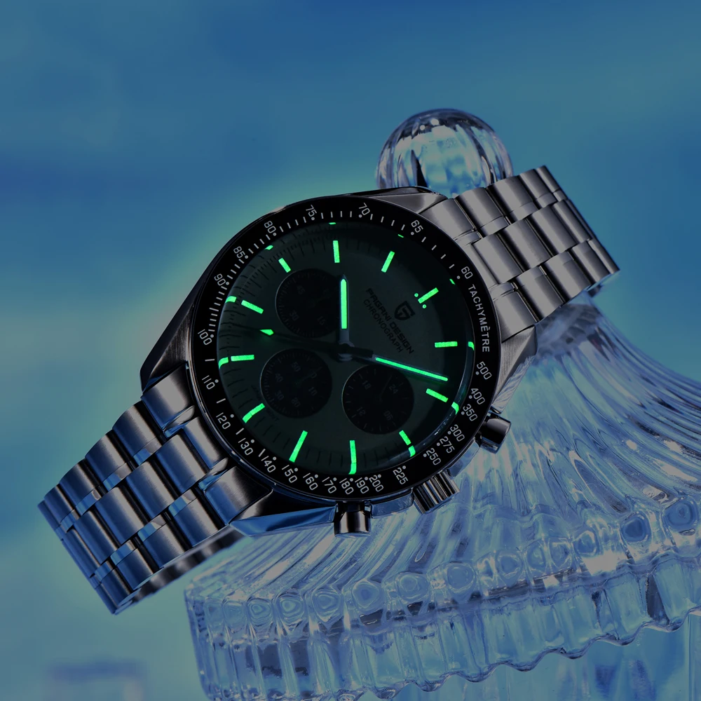 New Classic Men Watch PAGANI DESIGN Golden Green Luxury Quartz Watch For Men Automatic Date Speed Sport Chronograph AR Sapphire Crystal Wristwatch Men Local Shipping