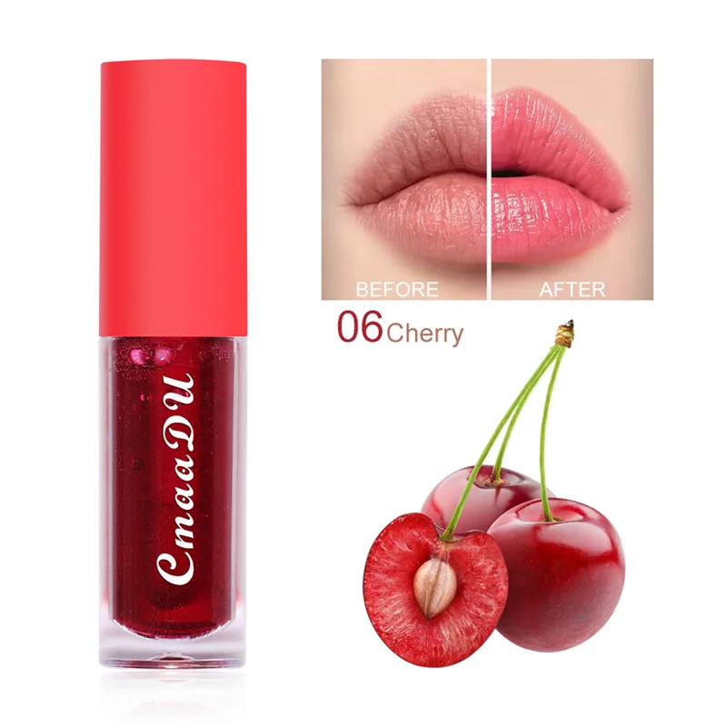 Φρούτα που αλλάζει χρώμα για τα χείλη Strawberry Lip Oil Moisturizing Reduce Lips Liquid Liquid Liquid Waterproof Jelly Plump Lips Care