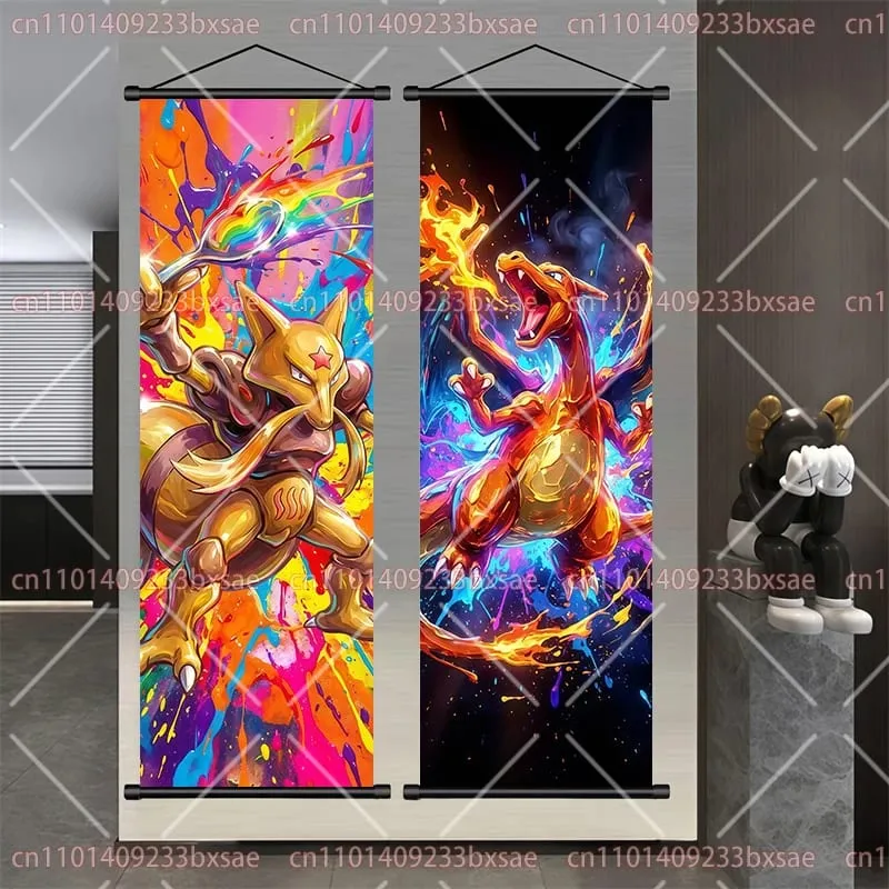 Pokémon Anime HD Scroll Painting Eevee Pikachu Suicune Charizard Mewtwo Διακόσμηση τοίχου με φόντο αφίσα Παιδικό δώρο — image 5