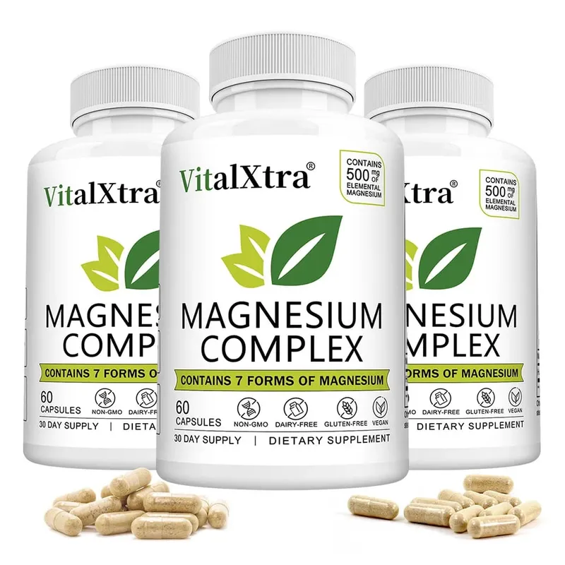 Magnesium Complex Supplement 7-in-1 Bisglycinate Chelate Oxide Malate Orotate Taurate Citrate Magnesium for Calm Sleep