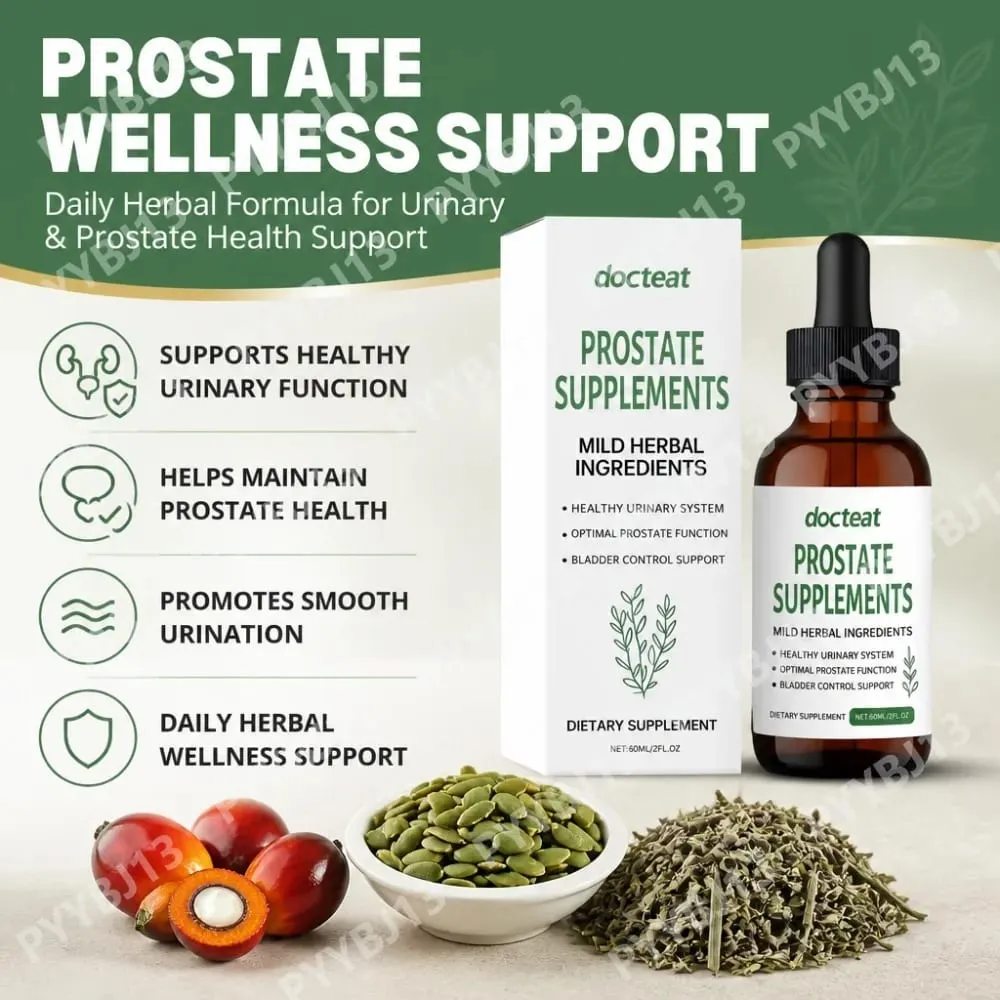 Docteat Prostate Support Liquid Drops Saw Palmetto Nettle Root Εκχύλισμα σπόρων κολοκύθας Ανδρική καθημερινή ευεξία 60ml 2 fl oz 30 ημέρες