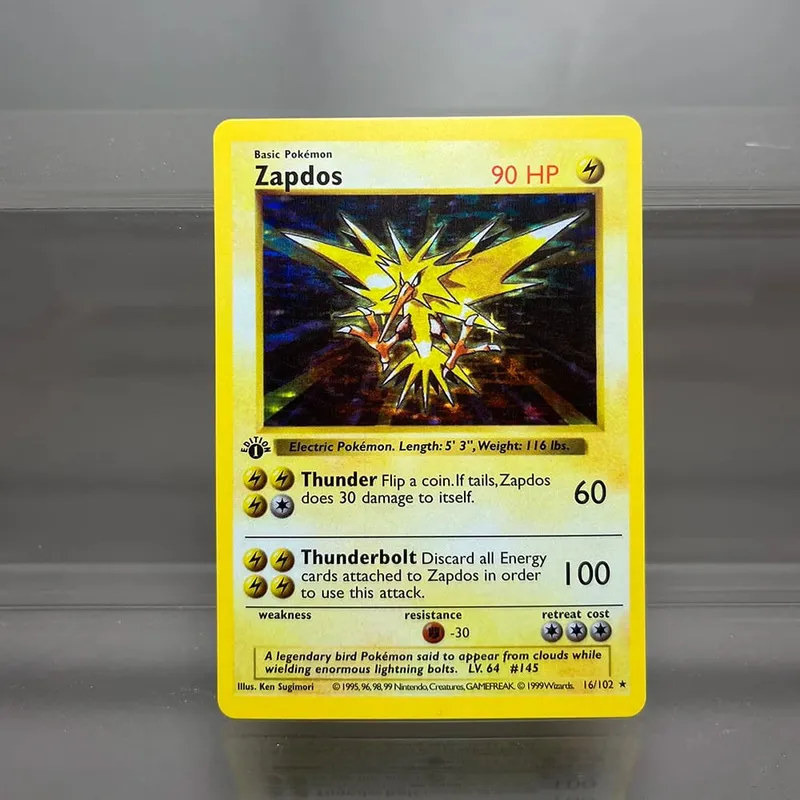 PKM Single Cards 1. Edition 1996 Mewtwo Charizard Dragonite Zapdos PTCG fóliakártyák alapkészlet játékgyűjtemény PKM proxy kártyák