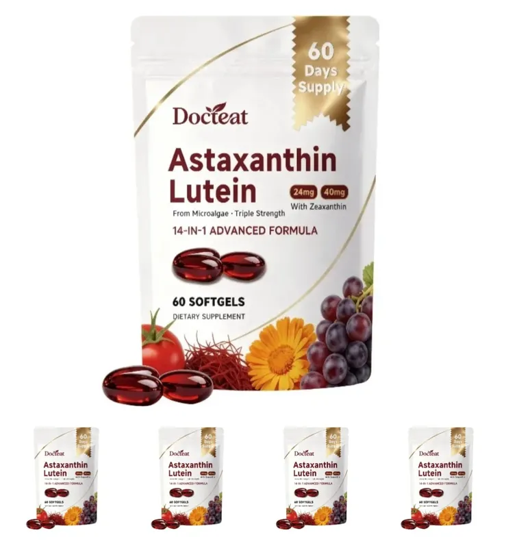Η κάψουλα ασταξανθίνης και λουτεΐνης 60 Count με κουκούτσι σταφυλιού και εκχύλισμα σαφράν παρέχουν υποστήριξη για τη διατροφή των ματιών στο δέρμα και τις αρθρώσεις — image 11