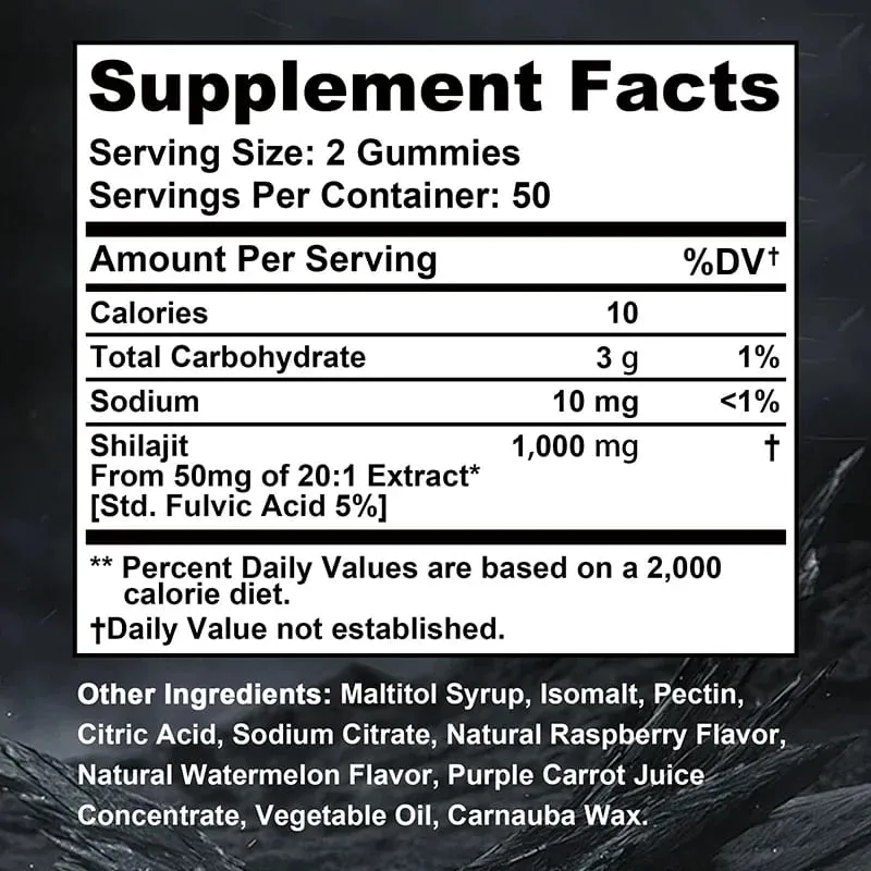 Shilajit Gummies - Energy Level Memory and Focus Support Relieve Stress Overall Health